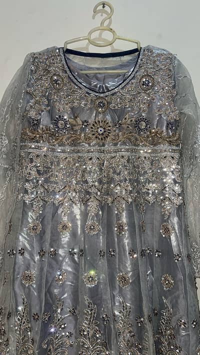 beautiful partywear frock with inner & blue flapper trouser