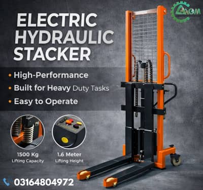 Electric Hydraulic Stacker/1500 KG Capacity/Hydraulic pallet lifter