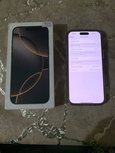 iphone 16 pro max- 512 PTA Approved Complete Box warranty till dec 26