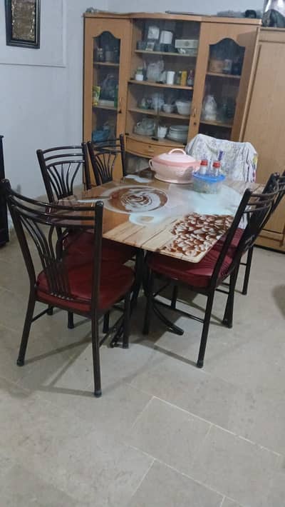 6 seater dining table / Glass top dining table