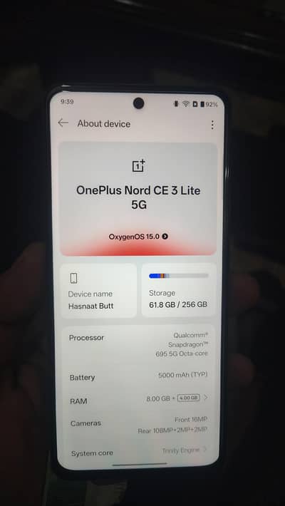 OnePlus Nord ce 3 lite 5g condition 10 by 9 no open no repair