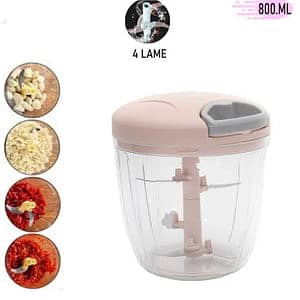 4-Blade Manual Food Chopper - Fast Vegetable & Fruit Cutter for Kitch