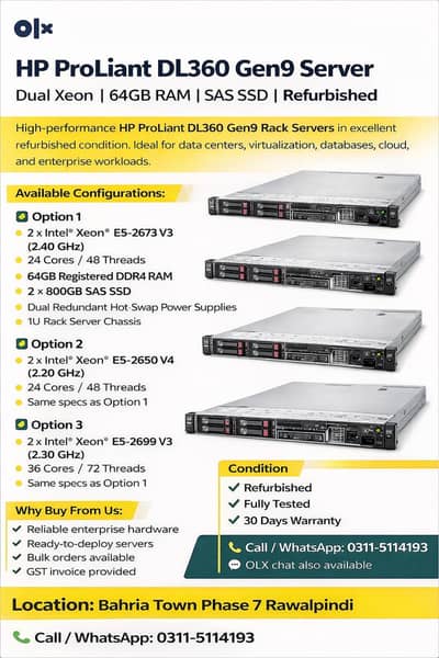 HP ProLiant Gen 9 Server | Dual Xeon | 64GB RAM | Refurbished