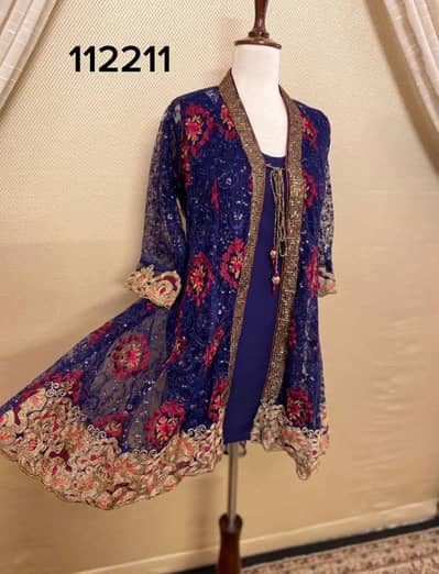  Elegant Navy & Gold Embroidered Tunic – Style 112211 