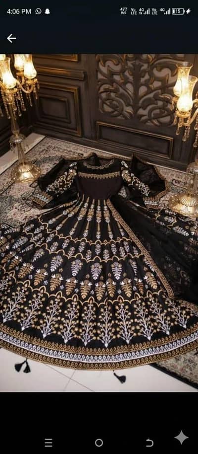 Black & Gold Heavy Embroidered Maxi Dress | Bridal/Formal Wear