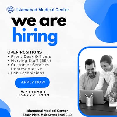 Urgently Needed Front Desk Officers -Medical Center