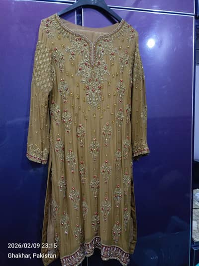 Fancy Dress with stone work on Pure stuff