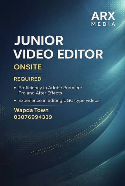 Hiring Junior Video Editor (onsite)