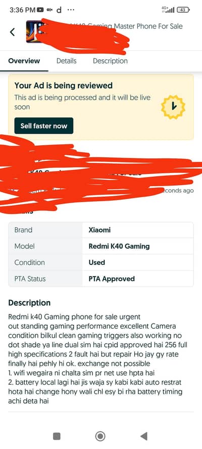 Redmi k40 Gaming phone exchange possible