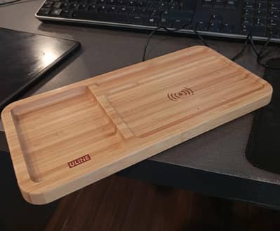 Uline Wireless Charger & Desktop Organizer Bamboo h-8063