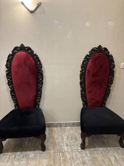 2 Stylish wooden chairs with velvet seats