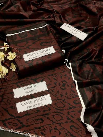 Elegant 3 Pcs Karandi Digital Print Suit - Perfect for Every Occasion