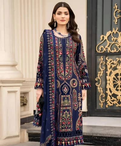 3 Pcs Women's Unstitched Embroidered Suit