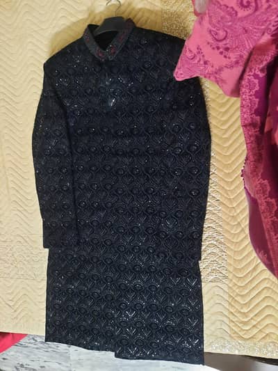 Elegant Black Groom's Sherwani
