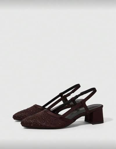 Suede brown block heels sandal