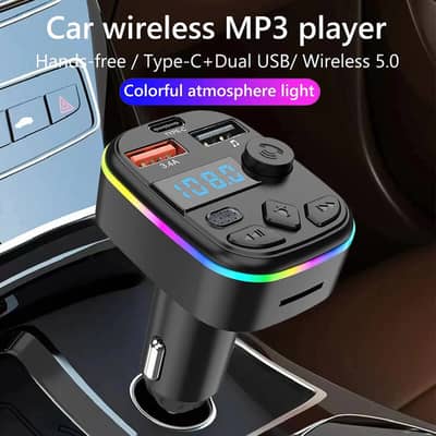 Dual USB +Type C FM Transmitter MP3 Player Hands Free, Bluetooth 5.03