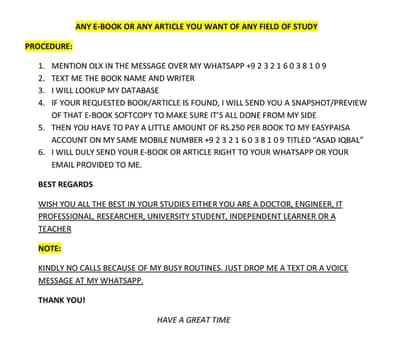 ANY E-BOOK OR ANY ARTICLE YOU WANT OF ANY FIELD OF STUDY