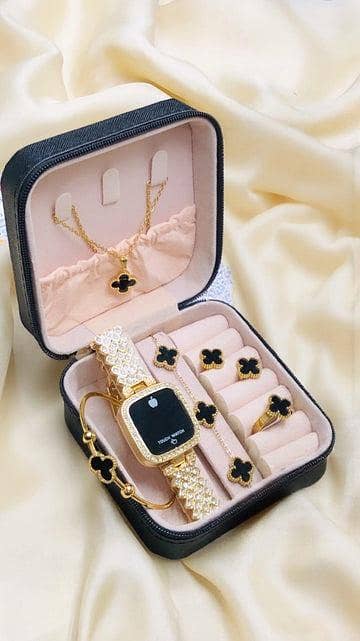 fancy jewellery with watch bracelet and ring