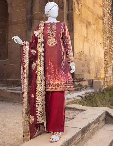 Original Junaid Jamshed 3-Piece Unstitched Dress – Brand New