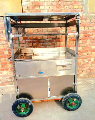 Stainless Steel Food Cart for Burger / Shawarma / Fries