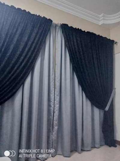 black and grey 5 curtain 9x9 condition as new Rs. 30000