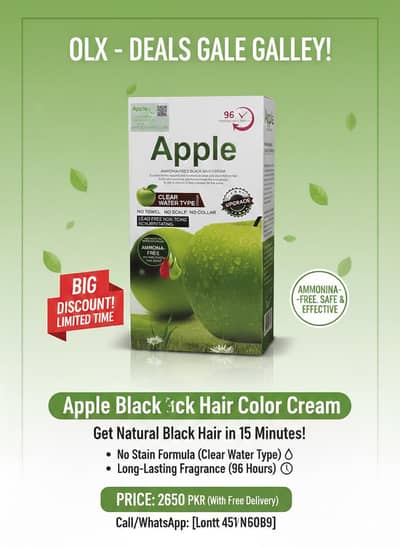 : Apple Ammonia-Free Black Hair Color Cream - Original & Safe,