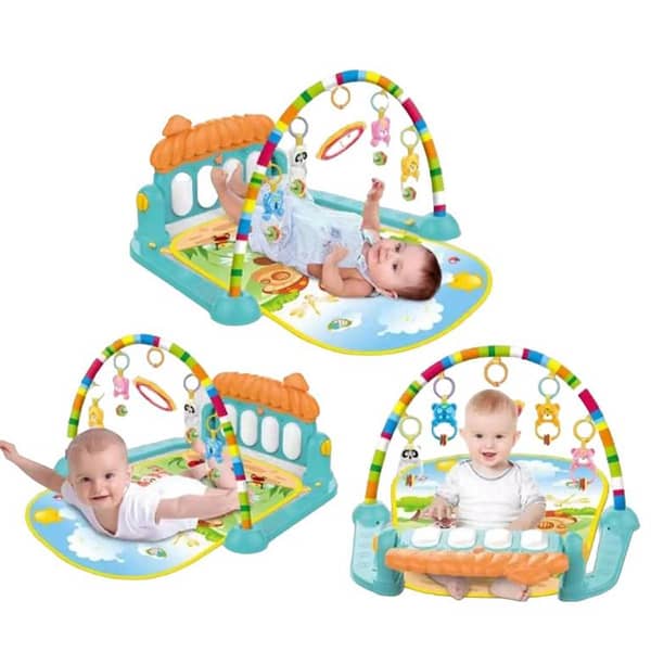 Huanger 3 In 1 Newborn Baby Toddler Activity Play Gym Piano Fitness Rack Mat Newborn to Toddler Activity Gym with Music, Lights & Hanging Toys