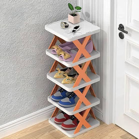 5-Layer Multi-Functional Rack by Home Essentials (X Rack) – Stackable Plastic Organizer for Shoes, Kitchen, Bedroom, and Closet