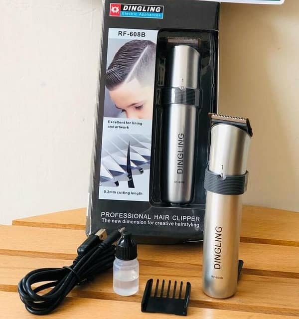 Dingling RF-608B Hair Trimmer and Shaver for Men – Rechargeable Grooming Kit (Pro Style, 1000mAh)