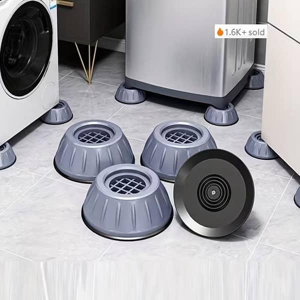 Pack of 4 Anti-Vibration Washing Machine Feet Mats with Shock Absorbers and Anti-Slip Rubber Pads for Universal Appliance Fit