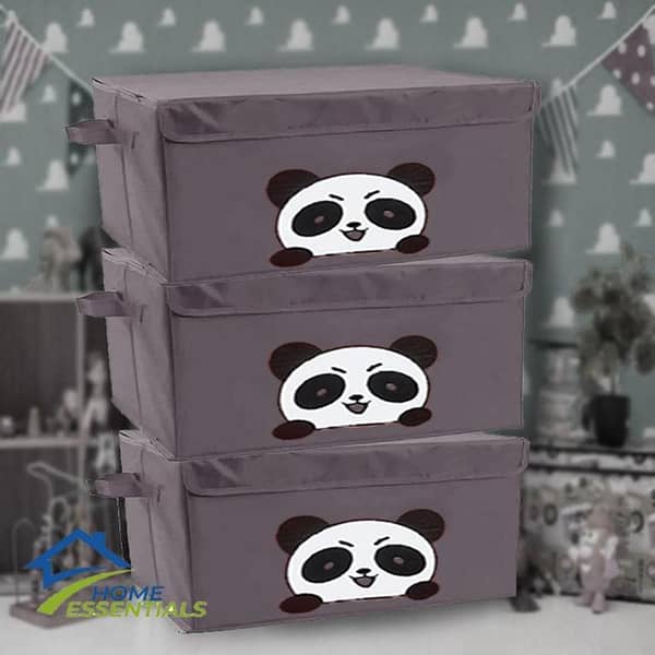 Pack of 3 Panda Folding  Storage Box Kitty Bins Basket Kid Toys Organizer Storage Boxes Cabinet Wardrobe Organizer Bag 1 Piece Red Blue Brown Black & Pink