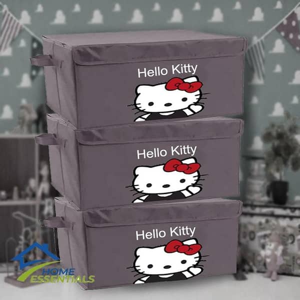Pack Of 3 Panda Design Kitty Folding Storage Bins Basket Kid Toys Organizer Storage Boxes Cabinet Wardrobe Organizer Bag 1 Piece Red Blue Brown Black & Pink By Home Essentials