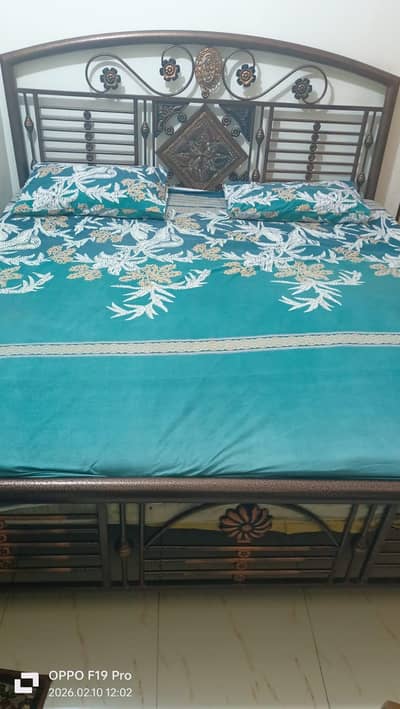 iron bed with mattress