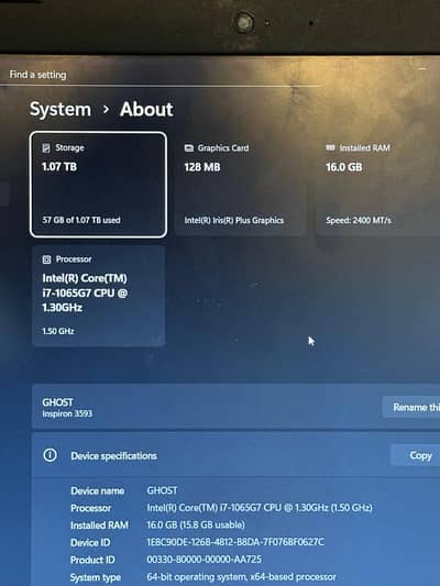 DELL Inspiron 3593. CORE I7