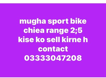 mugha heavy bike chiea cash payment contact 03333047208