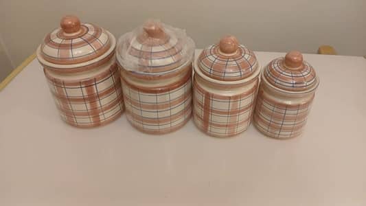 4 storage jars glass made in turkey brand new