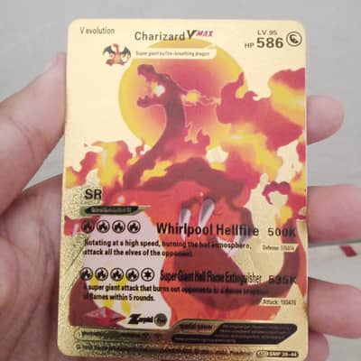 Custom Gold Metal Charizard VMAX Card - Collectible Display Piece