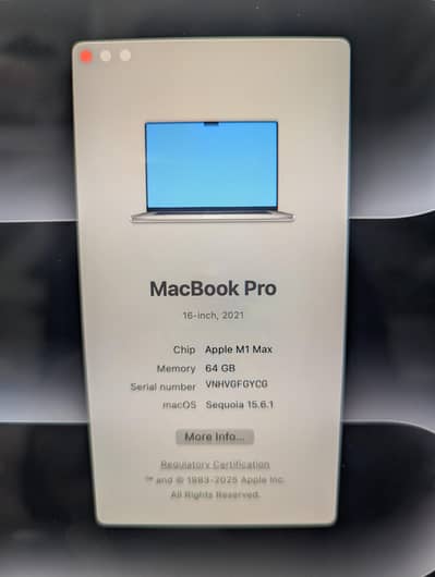 MacBook M1 Max 16 inch Display 64/512