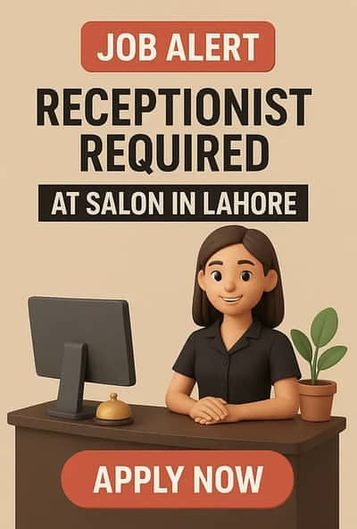 Receptionist required at reputed salon