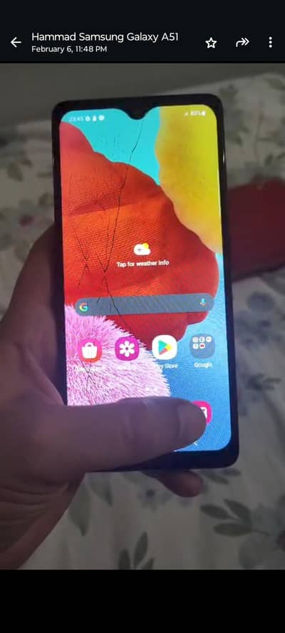 Samsung A51 only display glass cracked  touch full working