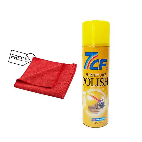 7CF Multi-Purpose Furniture 550ml and Leather Polish with Free Microfiber Cloth - Advanced Wood Cleaner & Shiner - High Gloss Restoration & Anti-Stain Formula
