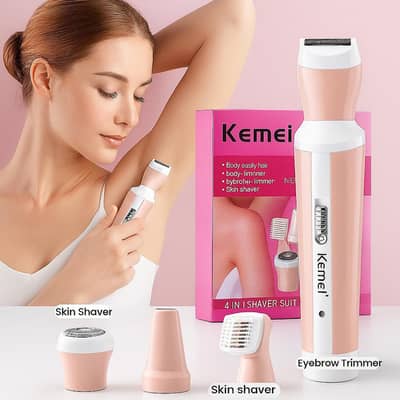 Kemei 4 in 1 Lady’s Shaver & Rechargeable Trimmer |  4 in 1 deal