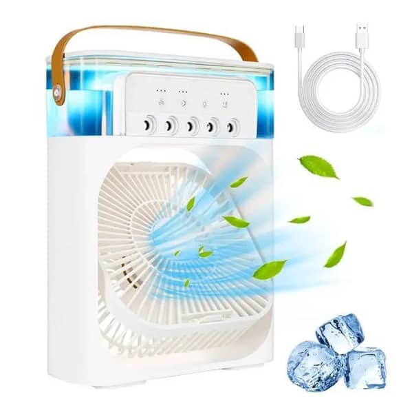 3-in-1 Portable Mini USB Air Cooler Fan with Mist, Humidifier, and LED Night Light