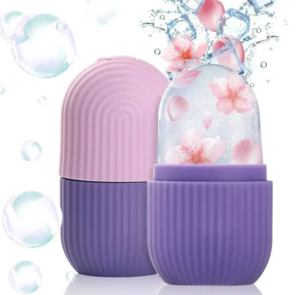 Silicone Ice Roller Facial Massager for Cryotherapy, Reusable Skin Care Tool for Tightening, De-Puffing and Collagen Support