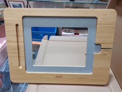 Adjustable Tablet Stand with Pencil&Charger Cable Slot,Bamboo Wooden