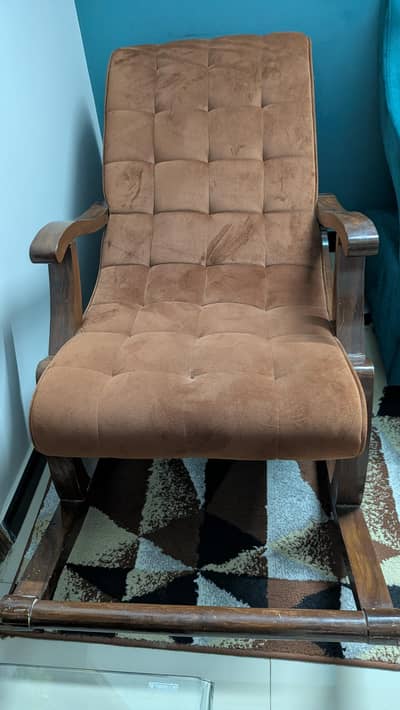 Brown Wooden Rocking Chair – Used, Good Condition