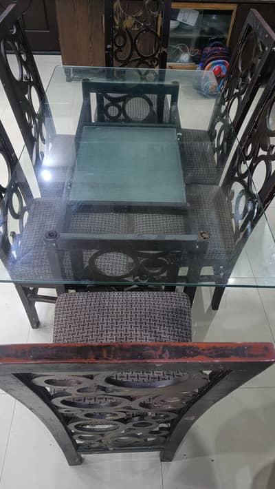 Glass Top 6-seater Dining Table with Chairs