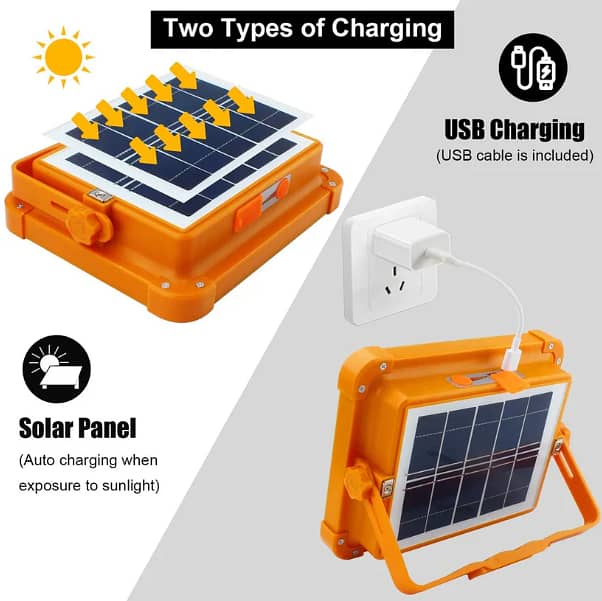 Solar Rechargeable LED Flood Light 400W – USB & Solar Charging ...