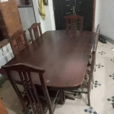 Pure Wooden Dining Table  with 6 chairs