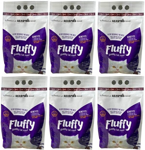 PACK Of 6 Packets - FLUFFY CAT FOOD 1.2KG EACH PACK (Total feed 7.2kg)